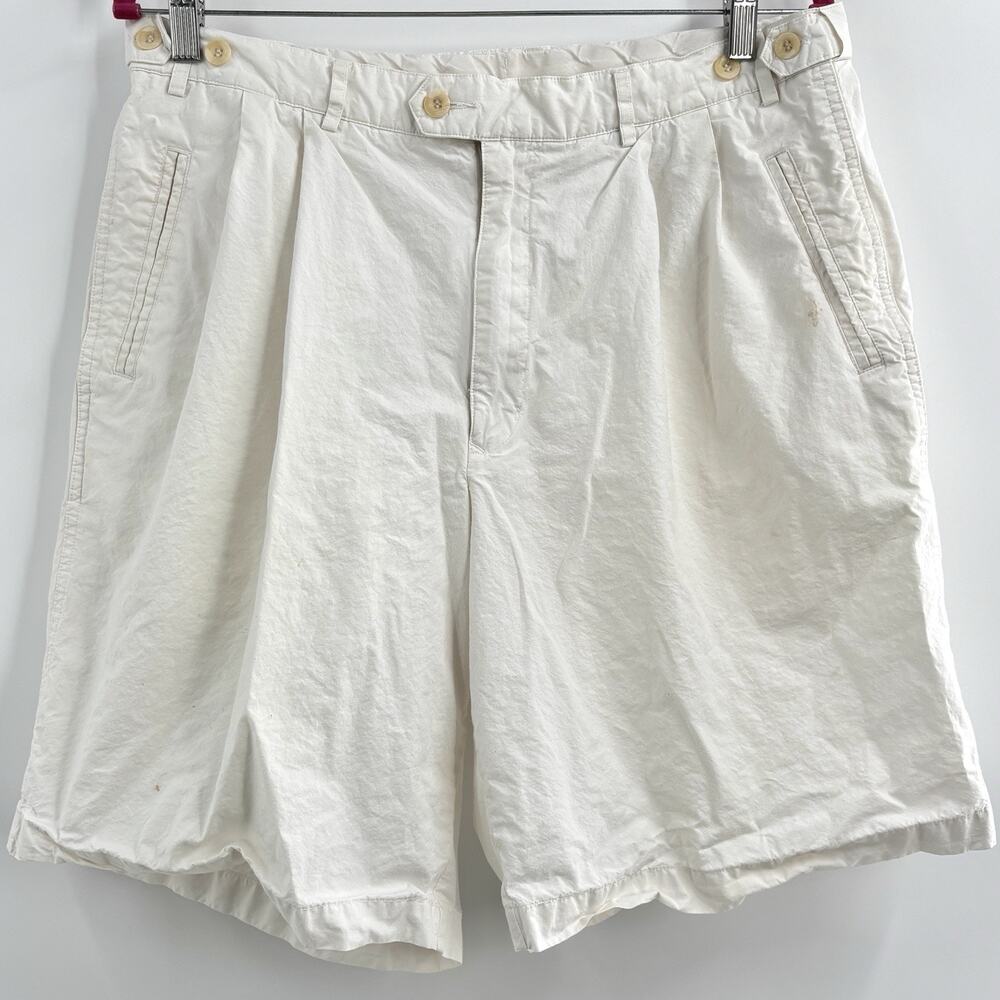 Vintage Gap Shorts Mens 36 Double Pleated High Waisted White Preppy Hong Kong
